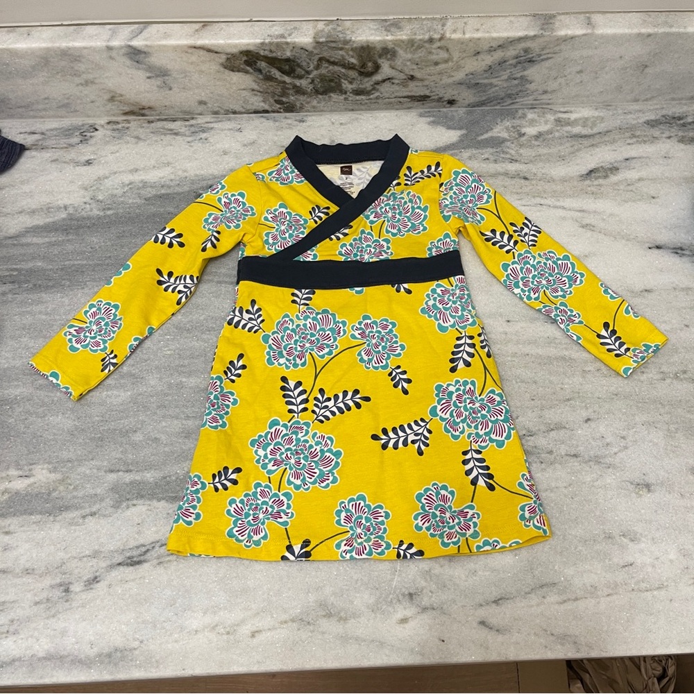 Tea Collection Floral Yellow Long Sleeve Dress size 2